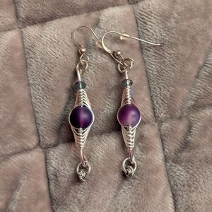 Handmade herringbone earrings